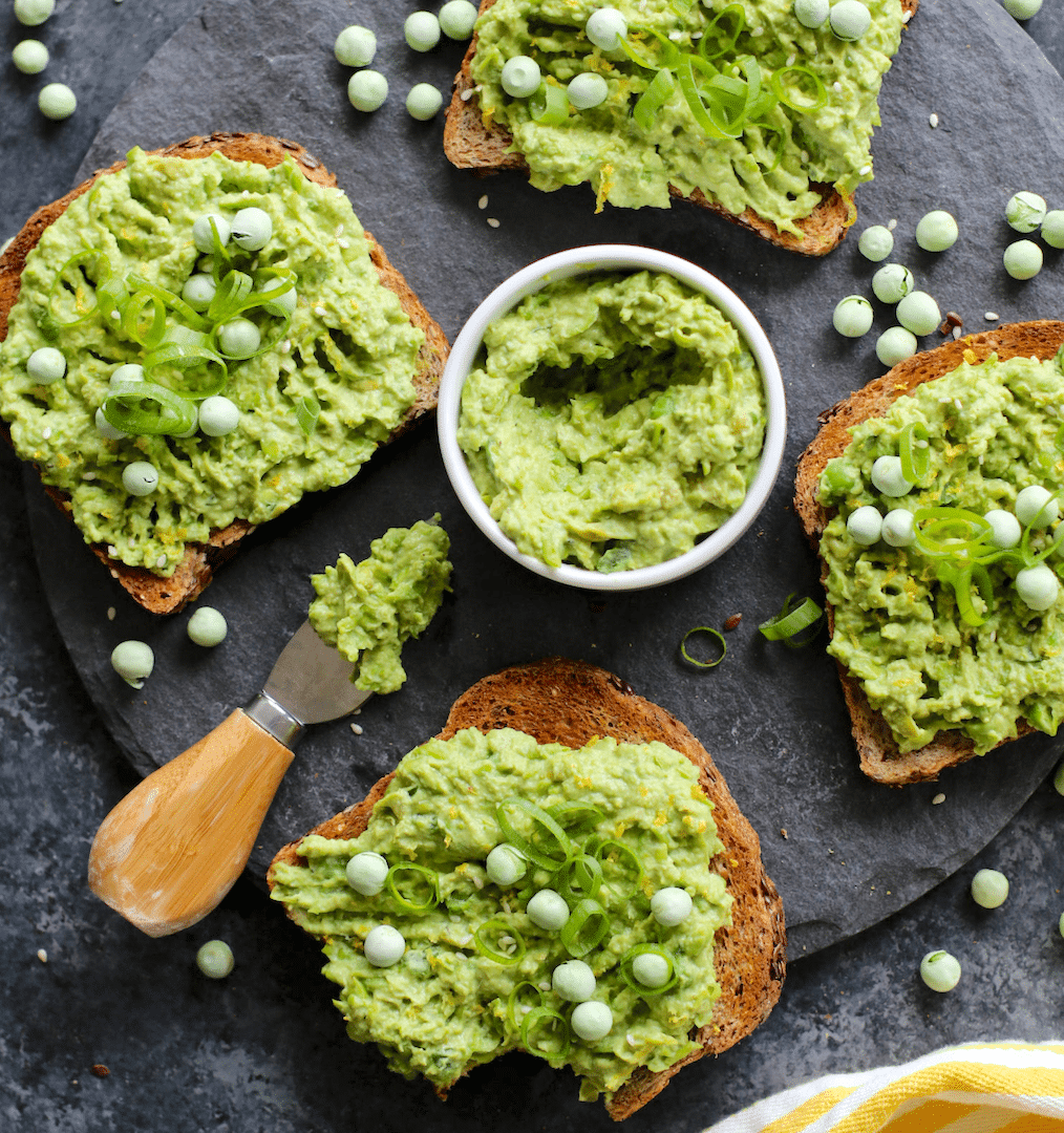 Toast with Lemony Pinenut & Pea Mash - Farm Fresh Nuts